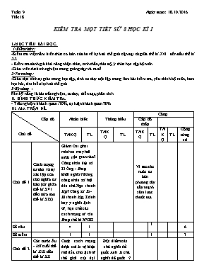 Đề kiểm tra học kì I môn Lịch sử lớp 8 - Năm học 2016-2017